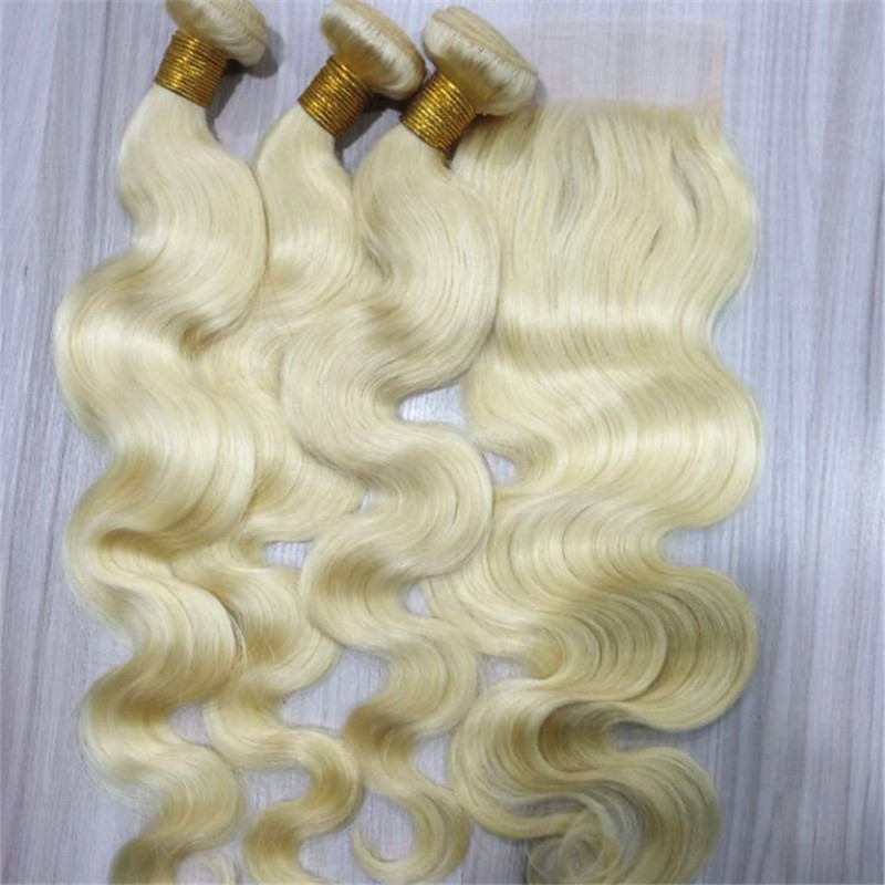 Blonde hair weft body wave remy human hair bundles YL293